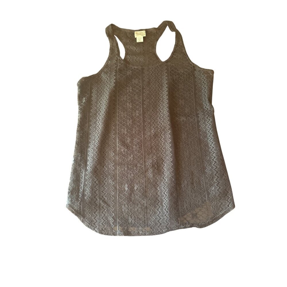 Pretty Rebellious Black Lace Racerback Tank Top Swim Cover XL Made in USA